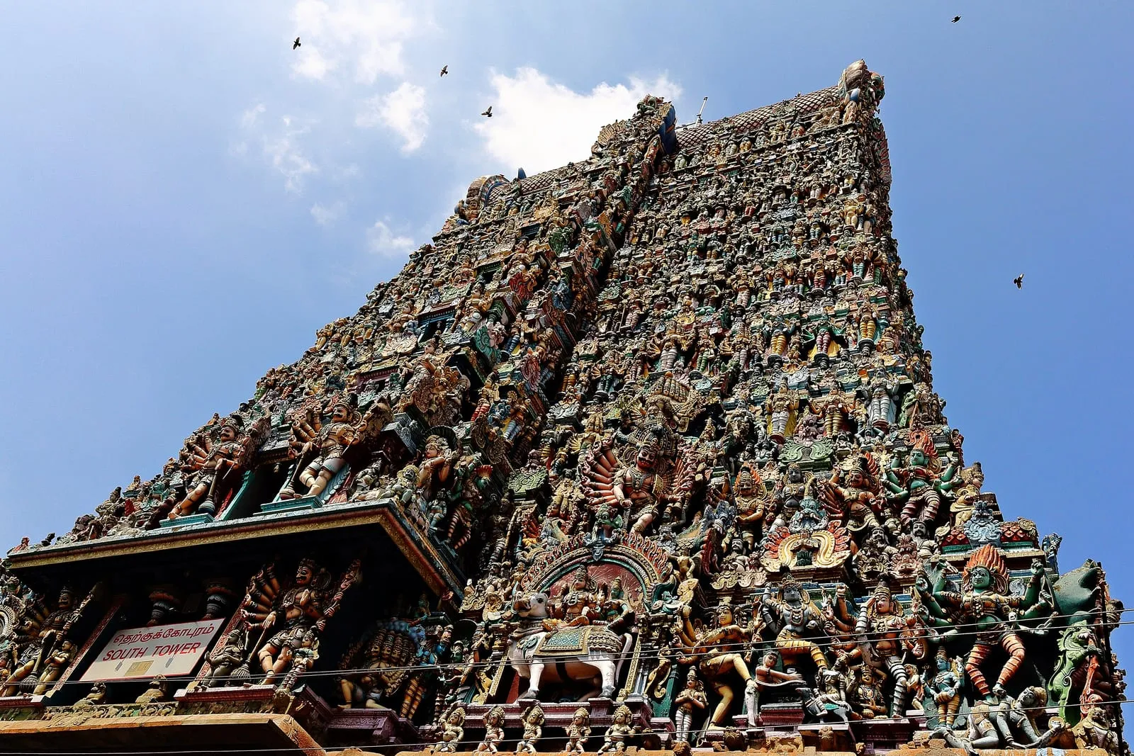 Colourful sculpted gopurams of the Meenakshi Amman Temple in Madurai