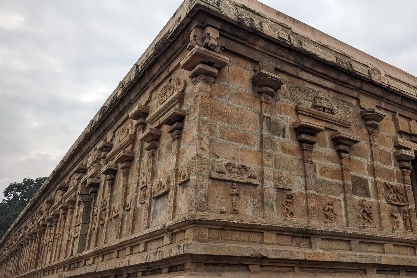 Carved stone walls of the Jambukeswarar Temple, Thiruvanaikaval