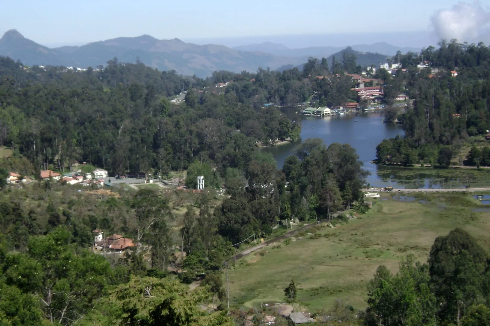 Kodaikanal lake among wooded hills
