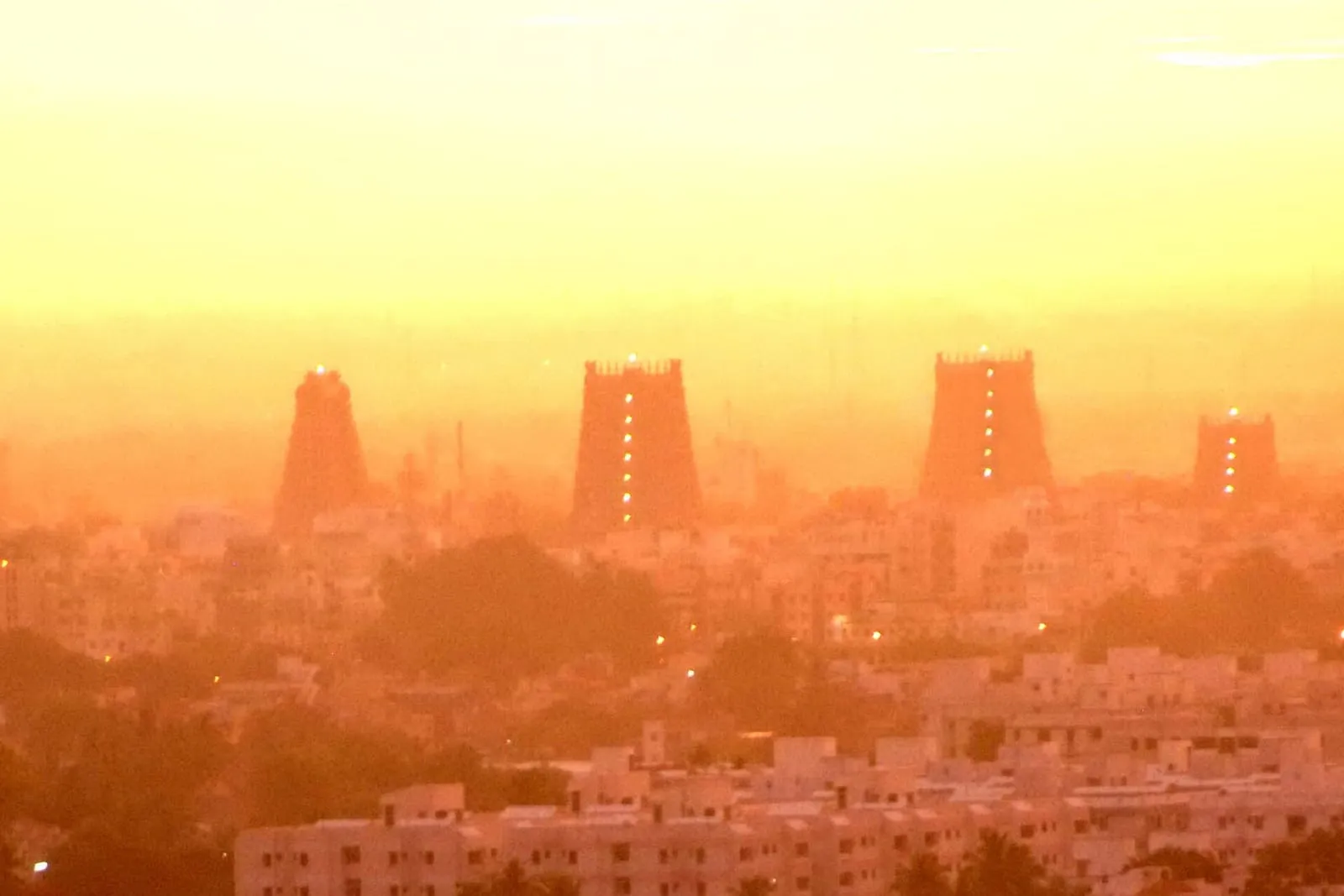 Temple towers of Madurai at dawn