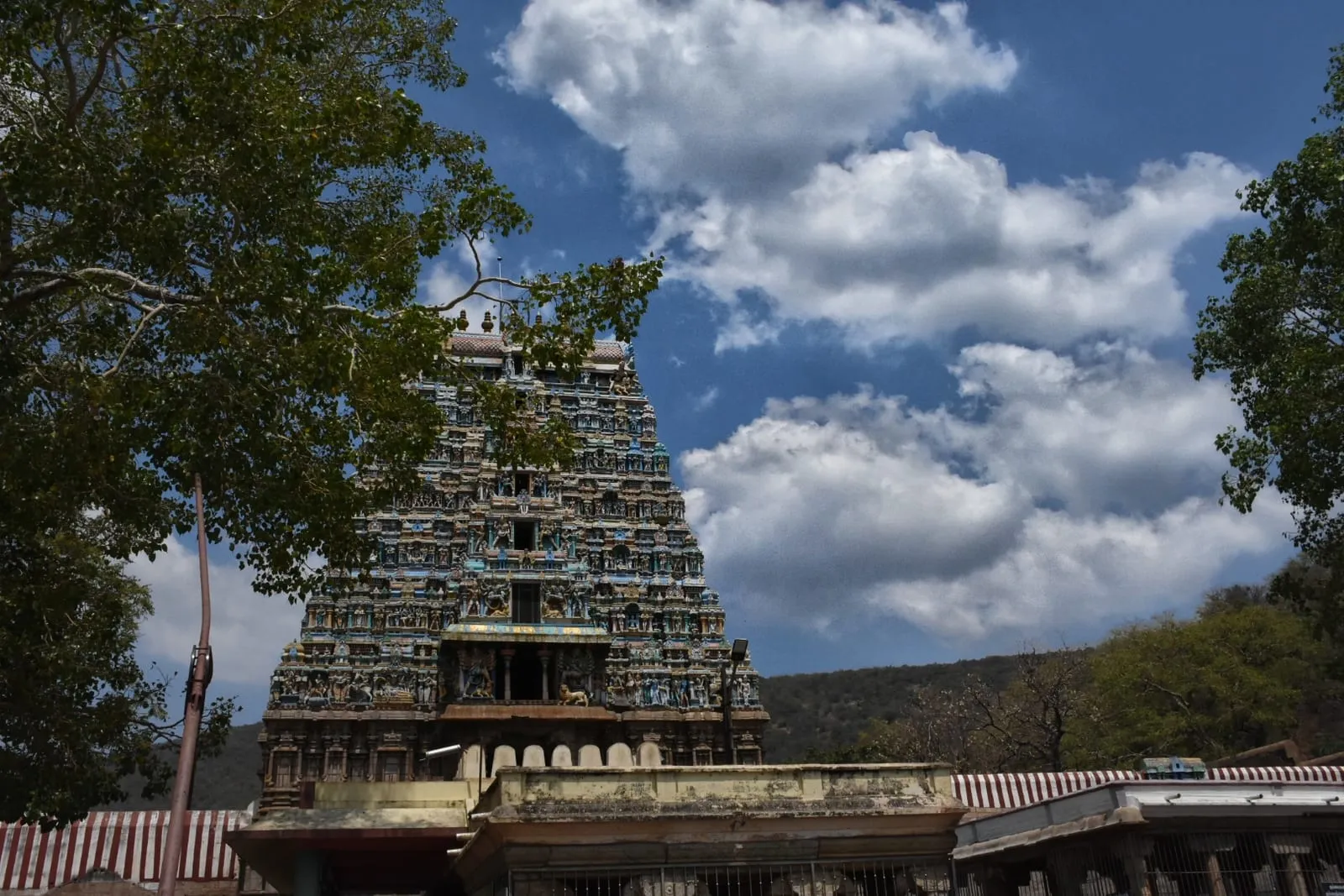 Thiruparankundram temple at the base of the rock hill in Madurai